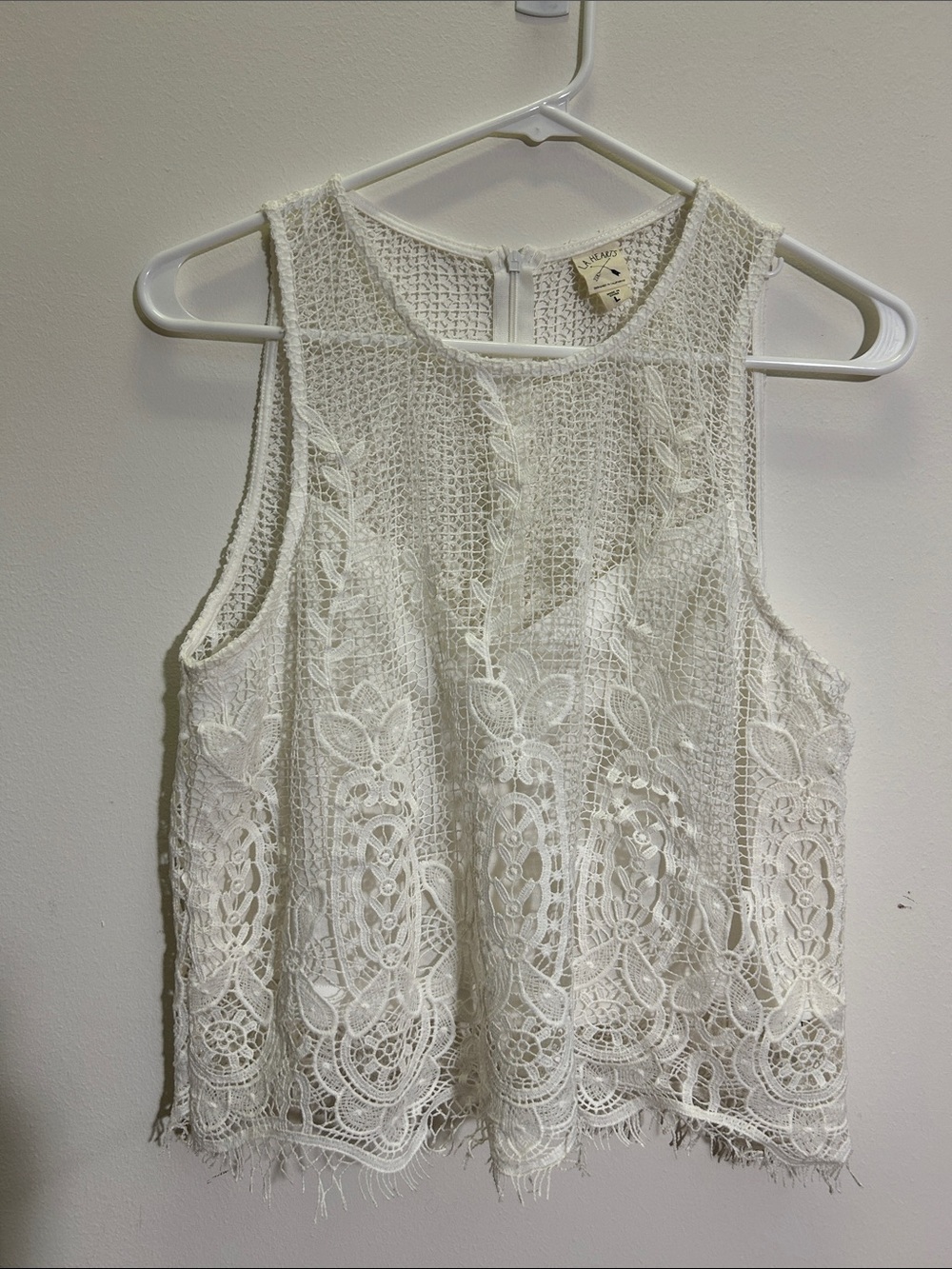 La Hearts White Crochet Lace Tank Camisole